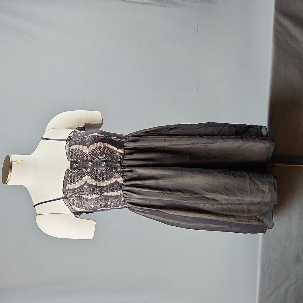 DayTrip - Women's Slip Dress - Nude and Black - Size M